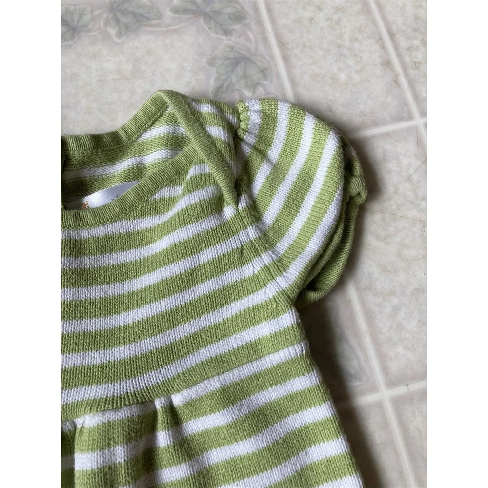 Gymboree Cherry Cute Green White Striped Sweater Dress 4T Boho Heritage Cotton‎